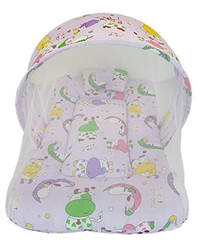 Image of Amardeep and Co Toddler Mattress with Mosquito and Insect Protection Net 70 * 40 cms (Cow Pink)