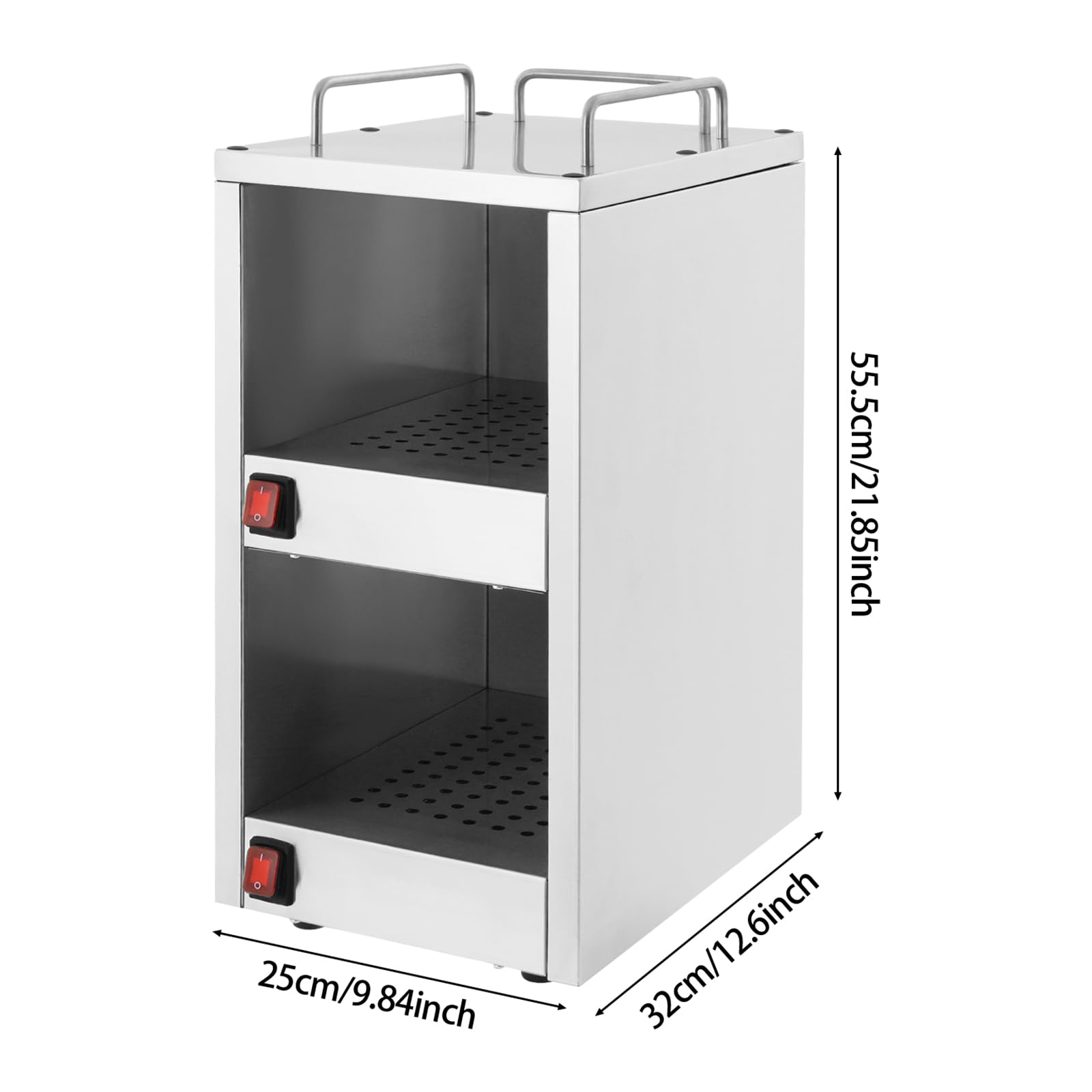 Armadietto riscaldante per tazze, in acciaio inox, 140 W, 220 V, per ristorante, hotel, caffetteria, scalda tazze, con 2 scomparti e isolamento a 75 °C, ideale per tazze e piatti