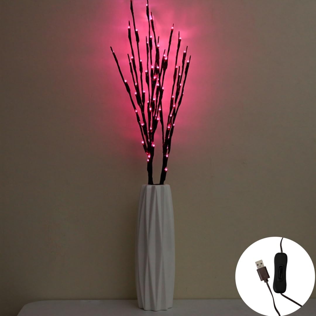 Ulalaza 30.3'' 6 Branches 120 LED Bulbs Twig Lamp USB Operated LED Lighted Willow Branches Vase Fillers Use for Christmas Home Party Decoration Indoor Outdoor