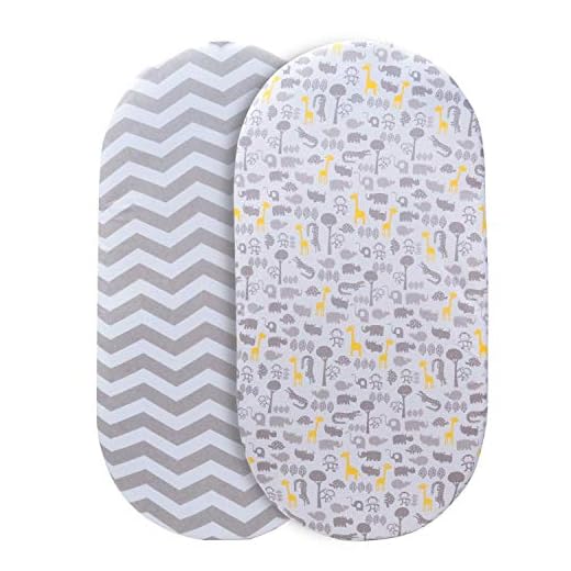 Momcozy Sábana Minicuna 75x33cm/80x46cm Ajustable para Colchón Capazo/Carro/Cochecito de bebé para Niños y Niñas, de 100% Algodón, Elástico se Adapta a Julius Zöllner, Träumeland, Alvi, FabiMax