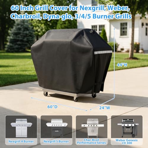 Image of Utheer 60 in Grill Cover for Nexgrill, Weber, Dyna-Glo, 600D Waterproof