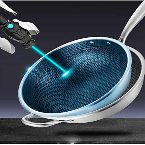 Wok de acero inoxidable 34 cm antiadherente sin recubrimiento miniatura 3