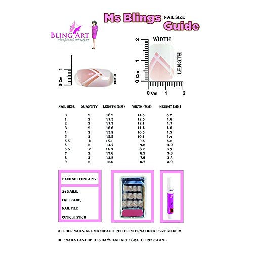 Bling Art Unghie Finte Manicure Francese Fiore