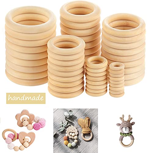 Wednesday Houten ringen, 55 mm, 24 stuks, om te knutselen, houten ring, voor knutselen en aansluitstuk, sieraden, houten… - Image 5