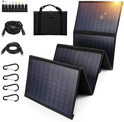 Keshoyal Foldable Solar Panel – 60W Portable Solar Panels with 5V USB and 18V DC for Camping,Cell Phone,Tablet and 5-18V Devices – Compatible with Solar Generators Power Stations