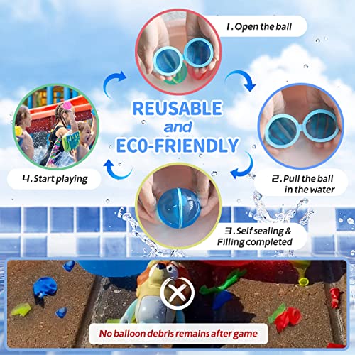 【8 Pack】Reusable Water Balloons For Kids Adults Outdoor Activities, Kids Pool Beach Bath Toys, Magnetic Self-Sealing Water Bomb For Summer Games #TOP1