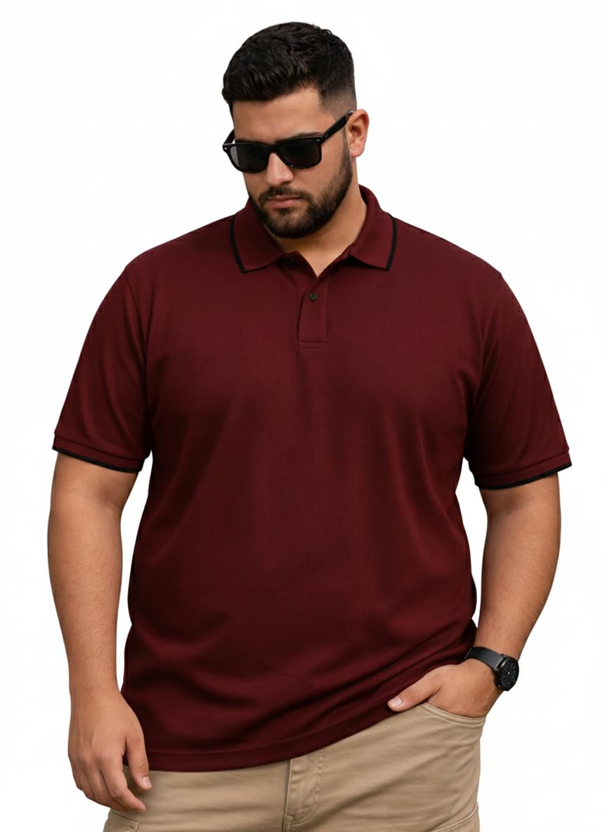 veirdo Men's Classic Fit Plus Size Polo T-Shirt, Half Sleeve, Stylish Cotton Tee, Formal & Casual Wear, Comfortable & Durable (3XL-5XL)-picture-30