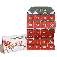 VAHDAM, Tee Adventskalender 2025 | Limitiertes Auflage Faltgeschenkset | 24 Einzigartige Teebeutel Weihnachtsgeschenkset | Adventskalender Tee-Advent