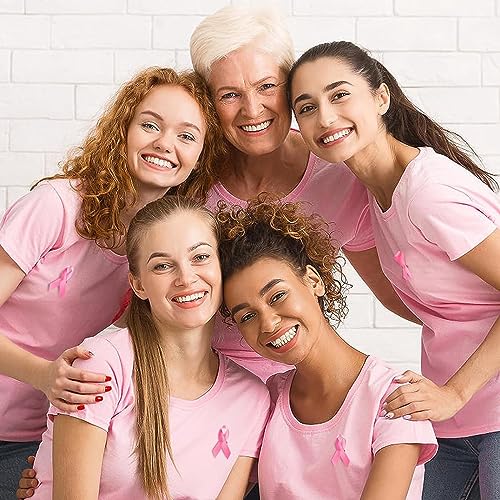 Image of 30Pcs Pink Ribbon Pins Breast Cancer Awareness Safety Pin Breast Cancer Pins Brooch for Women Girls Charity Fundraising Event Party Favors Supplies