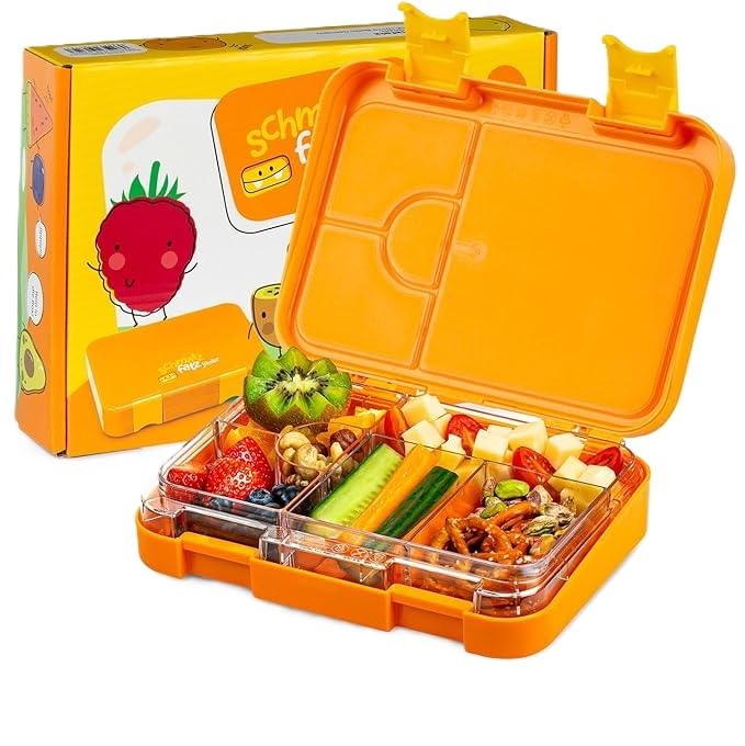 schmatzfatz Fiambrera Infantil con Compartimentos, Tupper Niños Colegio, Taper Infantil de Colores, Loncheras para Niños con Secciones sin BPA y a Prueba de Fugas, Apta para Lavavajillas