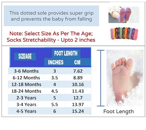 Image of NEOBABY Dotted Anti Slip Grip Socks for 1 Year to 5 Years Kids Boys & Girls (Assorted /Random Designs)