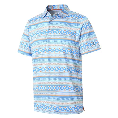 Image of Golf Shirts for Men Dry Fit Short Sleeve Print Performance Moisture Wicking Polo Shirt