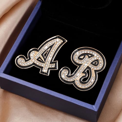 Image of Letter Brooches and Pins for Women A-Z Initial Brooch Pins for Socks Backpacks Crafts Fashion Crystal Rhinestone Initial Pins Trendy Custom Jewelry for Men Women
