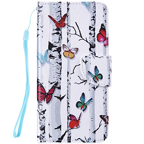 Hpory Kompatibel mit Sony Xperia XA2 Hülle, Sony Xperia XA2 Handyhülle Foto Muster PU Leder mit Handschlaufe Standfunktion Geldbörse Wallet Case Flip Cover Schutzhülle Etui Tasche - Schmetterlinge