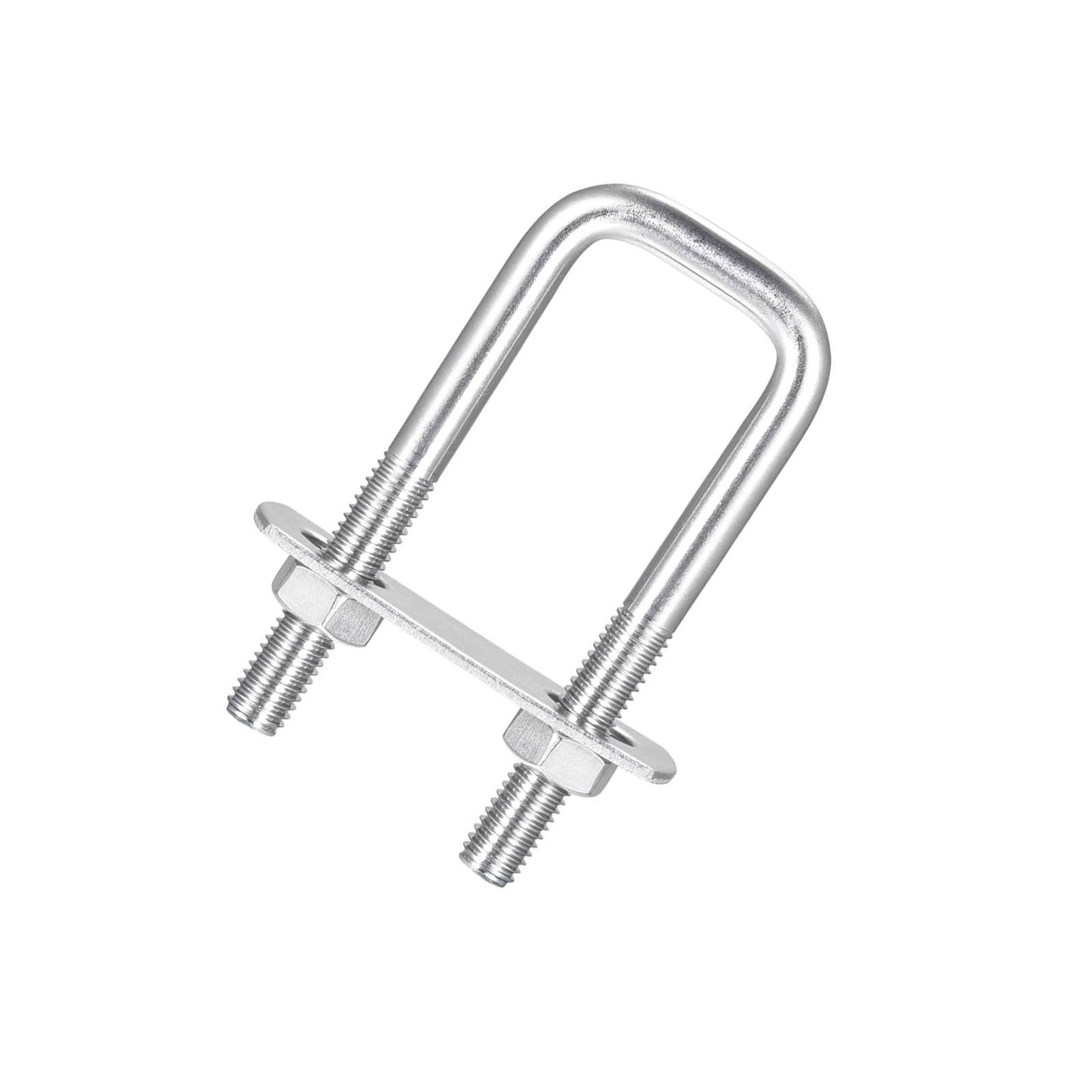 Unifizz Square U-Bolt,2 Set 304 Stainless Steel M8 U Bolts 25mm(1.06") Inner Width 75mm Length with Nuts and Frame Plate for Automobiles Boat Trailer