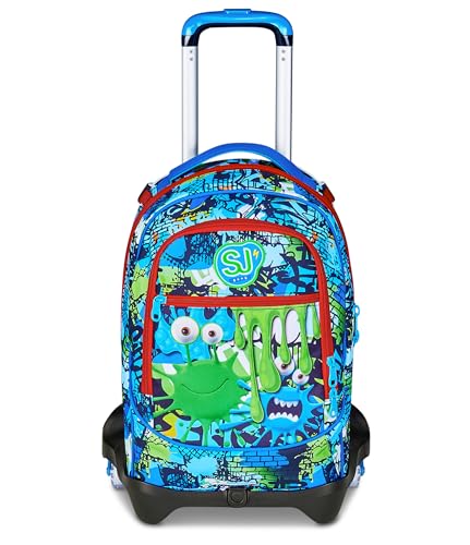 SJ GANG STYLE JAM GANG Trolley Scuola Jack 3 Ruote, Multicolore, 3 in 1, Zaino Triplo Uso con Carrello Sganciabile, 33 L, Zaino Scuola Elementare, Zaino Bambino