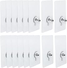 WYAN 16 Pieces 6 x 10 cm Transparent Adhesive Hooks, Seamless Screws, Waterproof, No Drilling for Bathroom or Kitchen (8 Pcs 8 mm + 8 Pcs 16 mm Threaded Rod)