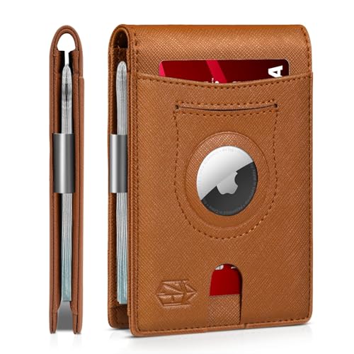 Zitahli Airtag-Wallet-Mens-Slim-RFID Blocking Wallet Leather with Money Clip Air Tag Wallet Card Holder Bifold Gifts for Men
