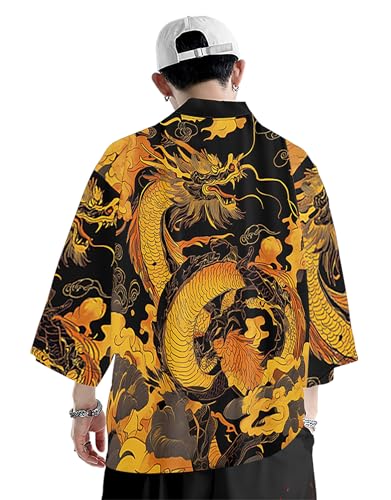Image of Women's and Men Kimono Cardigan Japanese Long Sleeves Lightweight Open Front Coat Tops