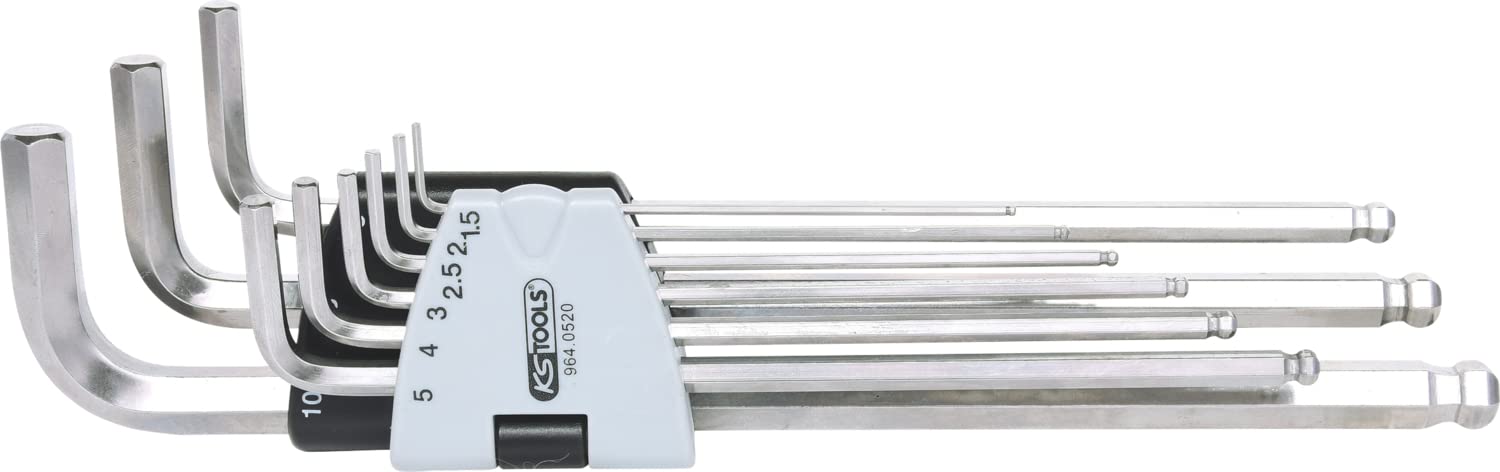 KS Tools 964.0520 STAL SZLACHETNA Zestaw kątowych kluczy imbusowych XL, 9-szt