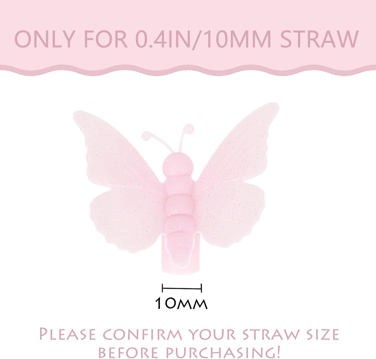 HIUSITY 3D Stereo Butterfly Straw Covers Cap Topper for Stanley Cup,Silicone Straws Toppers for Tumbler with Handle 40oz,Cute 10mm/0.4in Dust-Proof Reusable Lids for Stanleys Cups Accessories