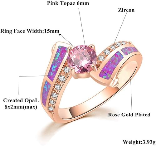 Vista 6 de CiNily Anillo de ópalo de fuego creado para mujer, chapado en oro, anillo triangular, anillo abierto ajustable para adolescentes y niñas, talla 5-13