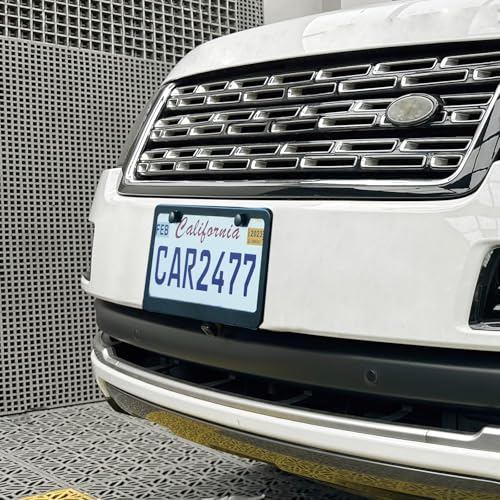 2PCS Matte Black License Plate Frames, 2 Holes Solid Rust-Proof Stainless Steel License Plate Holder, Lengnoyp Universal Car License Plate Cover for Women and Man with Screws Accessories