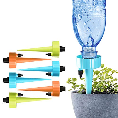 Adjustable Self Watering Spikes, Automatic Plant Watering Devices Vacation Drip Irrigation Watering Bulbs Globes Stakes System with Slow Release Control Valve Switch for Outdoor Indoor Garden (6 PCS)