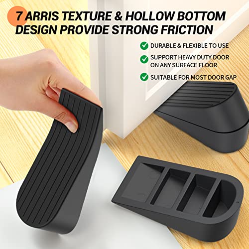 Big Door Stoppers, 2 Pack Extra Large Door Stoppers For Bottom Of Door Gaps, Sturdy And Stackable Heavy Duty Doorstop Great For Home Office, Rubber Door Stopper Wedge For Tile, Wooden Floor, Carpet #TOP3