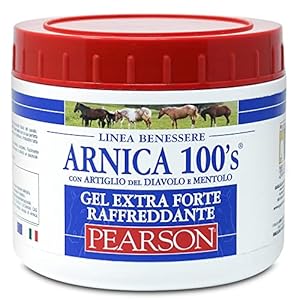 ARNICA 100’S – Arnica voor paarden, extra sterke koelgel Pearson [500ml]. Sterke Arnica gel met duivelsklauw en menthol. Ontspannende zalf