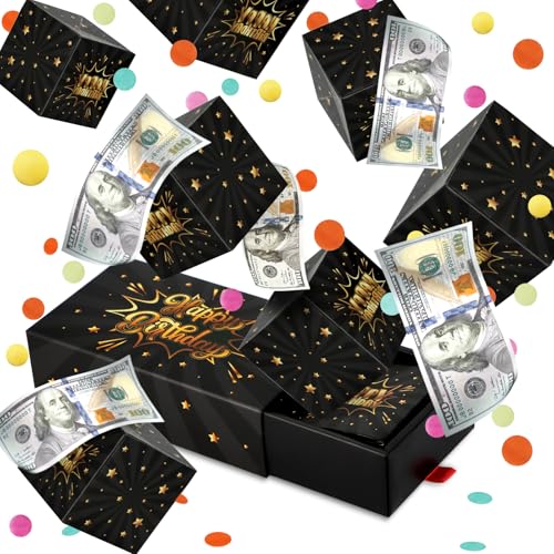 Idée cadeau en espèces originale avec boîte cadeau surprise noire et dorée