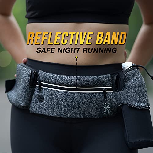 Solawell Running Belt With Water Bottle Holder - Waist Bag With Extender For Jogging, Hiking, Cycling, Walking - Dog Walker Hydration Fanny Pack - Sport Pouch Iphone Carrier For Women And Men - Gray #TOP3