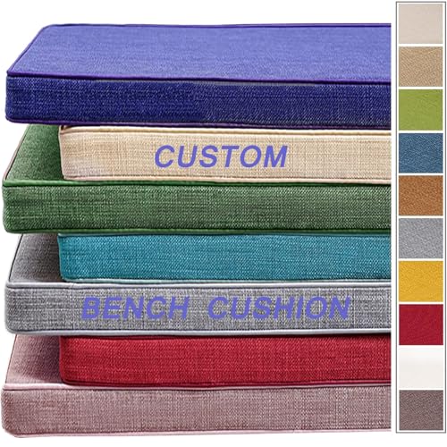 Cojín de asiento extraíble, lavable, de lino, suave, grueso, con partículas de silicona antideslizante, para interiores y exteriores (rojo, 70 x 35 x 3 cm)