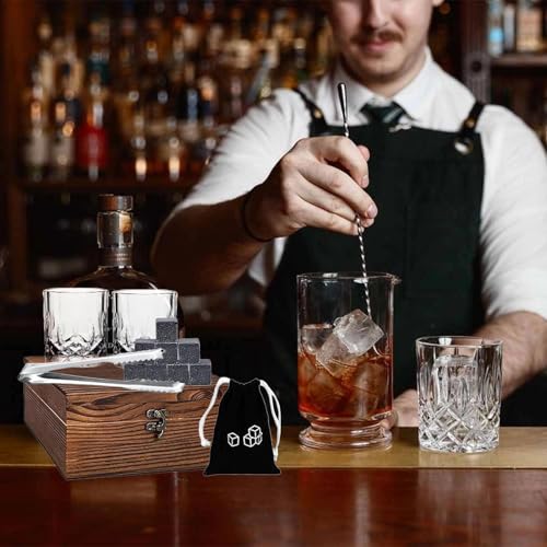 Vasos de whisky de cristal con caja de madera de regalo para cristalería de salón 6