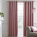 Laurence Llewelyn-Bowen Montrose Blush Blackout, W66 x L72 (168 x 183cm), Velvet Living Room & Bedroom, Pink Thermal/Eyelet Curtains, Fabric