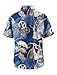 ORIONRIDE Cycling Shirts-Original Hawaiian Plants Design,Zipper Pockets,Short Sleeves,Button Down Gravel Shirts for Biking