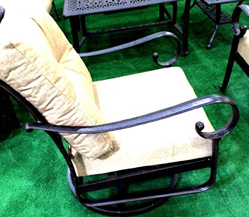 Santa Anita Outdoor Patio Set Of 4 Swivel Rocker Club Chairs Dark Bronze Cast Aluminum Sunbrella Cushions #TOP2