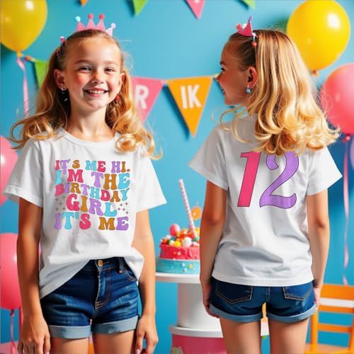 Image of Its Me Hi Im The Birthday Girl Its Me Birthday Girl Shirt Kid B-Day T-Shirt Party Tee Outfit Short Sleeve Tops 6-12Y