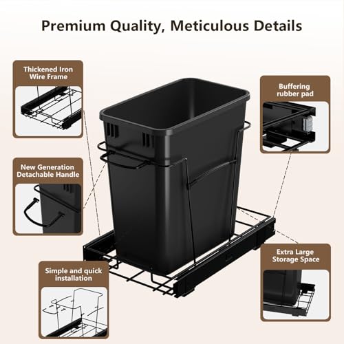 Caneca de basura extraíble para gabinetes de cocina 35 Qt miniatura 3