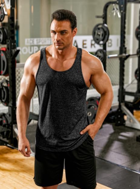 COOFANDY Men's 3 Pack Gym Tank Tops Y-Back Workout Muscle Tee Training Bodybuilding Fitness Sleeveless T Shirts - Image 2