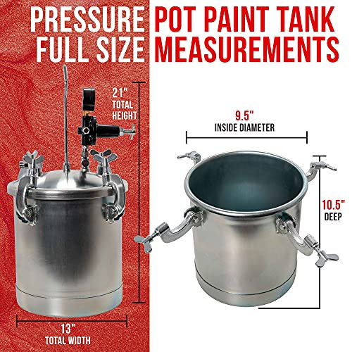 Tcp Global Pressure Tank Paint Spray Gun With 1.5 Mm Nozzle 2-1/2 Gal. Pressure Pot & Spray Gun With Hoses #TOP4