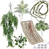 MEPHAN Reptile Plants for Bearded Dragon Tank Accessories, Terrarium Plant Artificial Decor for Snake Cage, Fake Plant for Leopard Gecko Habitat, Lizard Chameleon Ball Pythons (Group BPN)