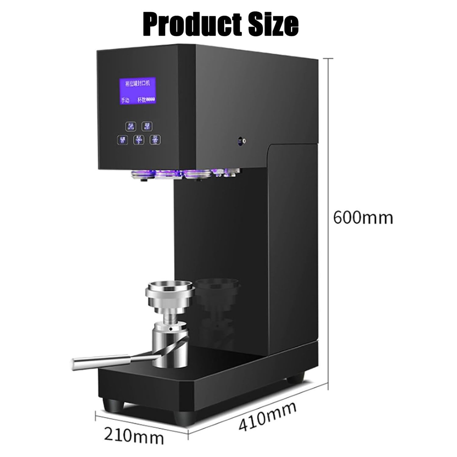 Sigillatrice elettrica per tazze con contatore e display LCD, tappatrice automatica per bottiglie e tazze di 55 mm di diametro, regolabile in altezza, ideale per uso domestico o aziendale