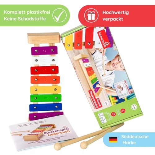 Xylophon Set aus Holz mit Glockenspiel und Holzschlägeln für Kinder