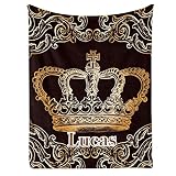 NZOOHY Crown King Personalized Monogramed Baby Blanket for Baby Girl Boy, Custom Name Soft Warm Newborn Throw Blanket 30X40 in