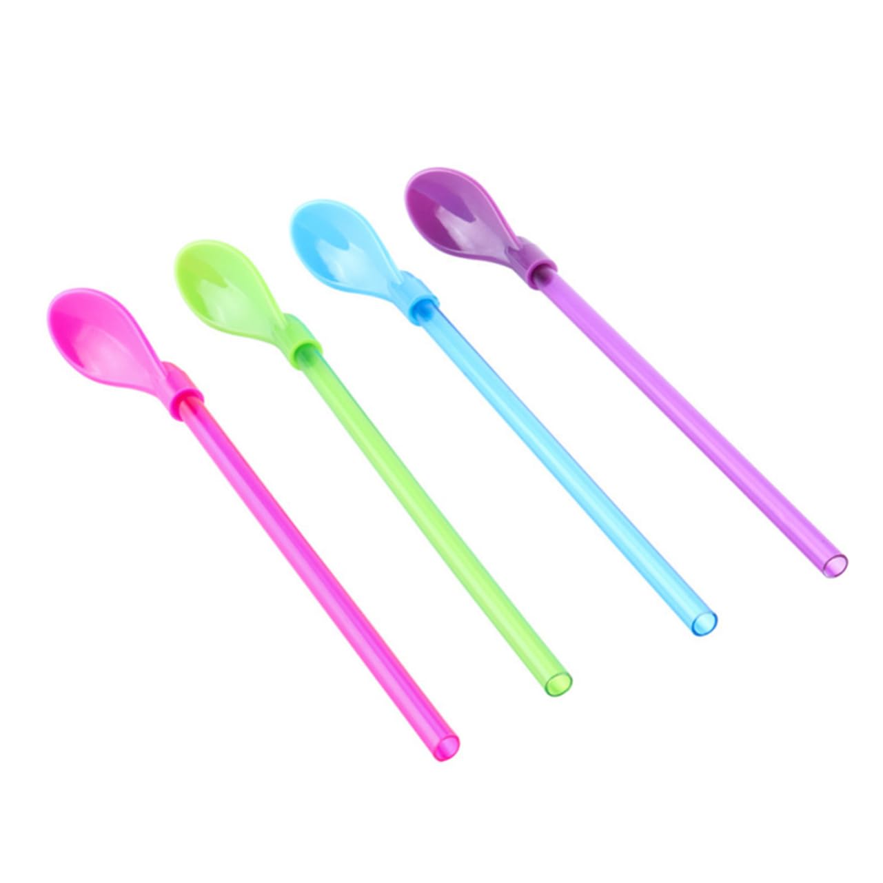 Ipetboom 4 Pcs Kitchen Straw Spoon Multifunctional Spoon Straws Removable Straw for Coffee Tea Smoothies