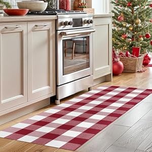 IOHOUZE Christmas Buffalo Plaid Runner Rug 2x6 Ft Outdoor Indoor Runner Rug Red White Check Washable Hallway Runner Woven Cotton Checkered Kitchen Rug Christmas Decor for Entryway Hallway Kitchen IOHOUZE Christmas Buffalo Plaid Runner Rug 2×6 Ft Outdoor Indoor Runner Rug Red White Check Washable Hallway Runner Woven Cotton Checkered Kitchen Rug Christmas Decor for Entryway Hallway Kitchen