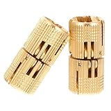 Beaupretty 2pcs 14mm Pure Copper Adjustable Hidden Door Hinges for Furniture Cabinet Drawer, Revolving Concealed Cupboard Hardware for Home and Industrial Use