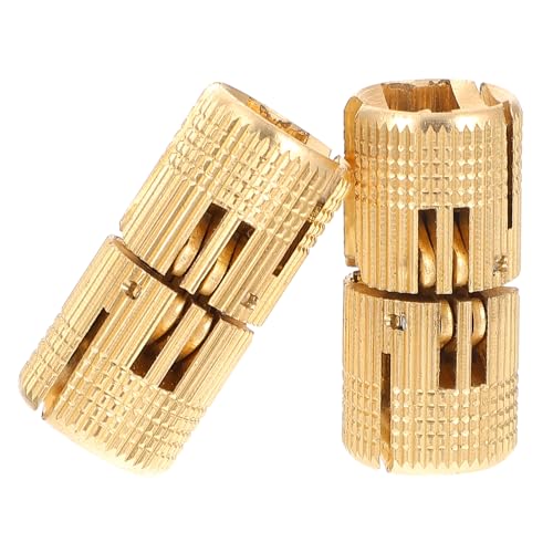 Beaupretty 2pcs 14mm Pure Copper Adjustable Hidden Door Hinges for Furniture Cabinet Drawer, Revolving Concealed Cupboard Hardware for Home and Industrial Use