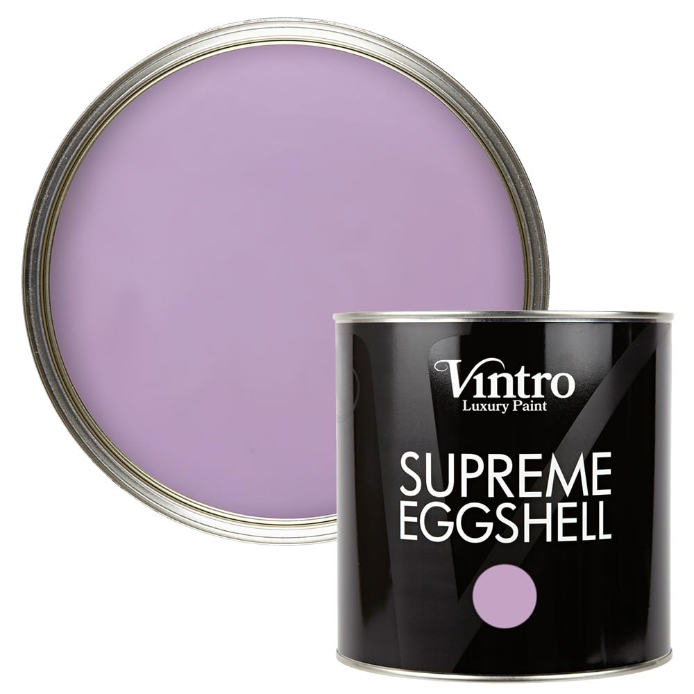 Vintro Paint | Eggshell Paint | for Walls | Wood | Trim | Satin Furniture Paint | Interior & Exterior Use. (Violet - Dames Violet, 2.5 Litres)